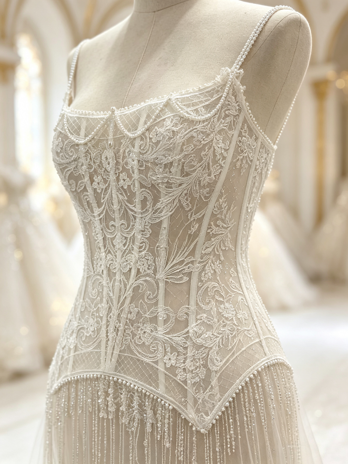 Aurélia — Robe de mariée taille empire à corset perlé