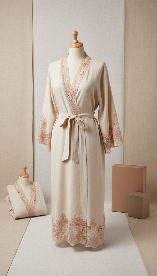 Lace-Trimmed Bridesmaid Robe