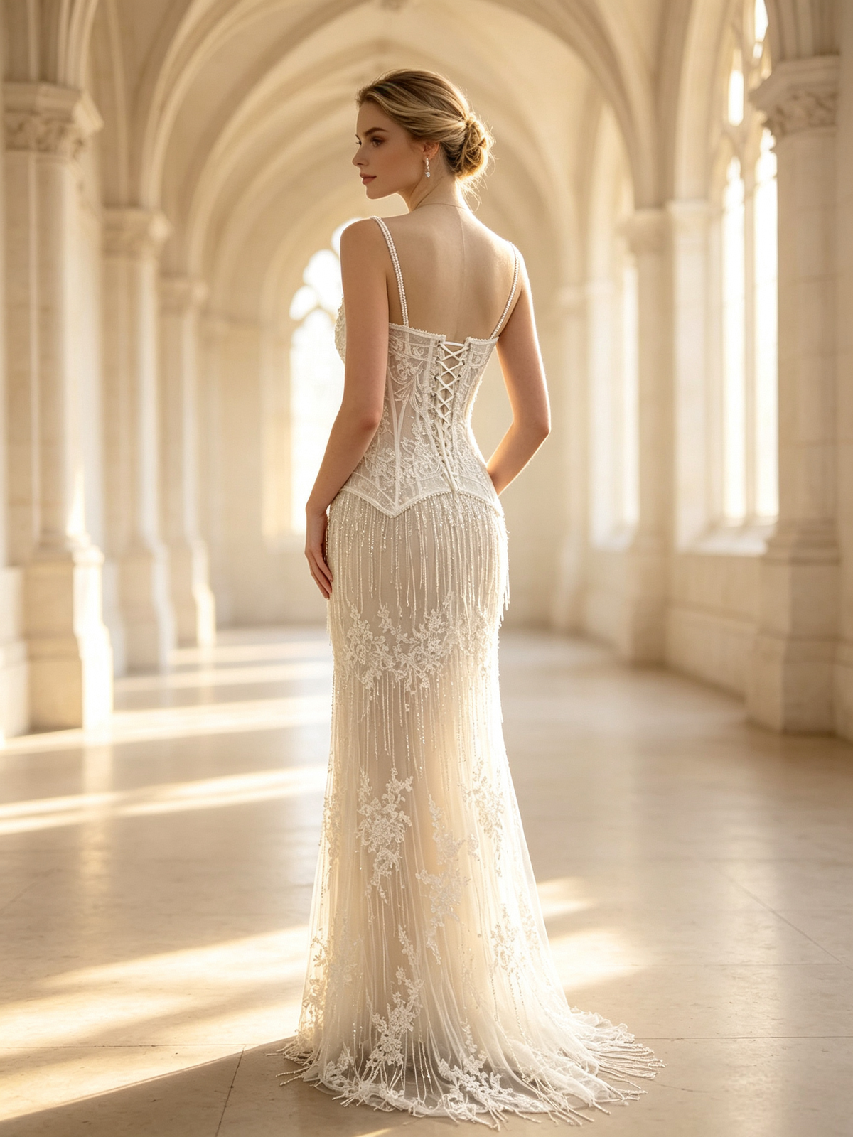 Aurélia — Robe de mariée taille empire à corset perlé