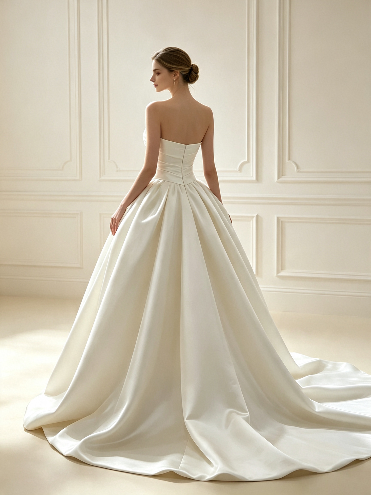 Céleste Draped Satin Strapless Ball Gown Wedding Dress
