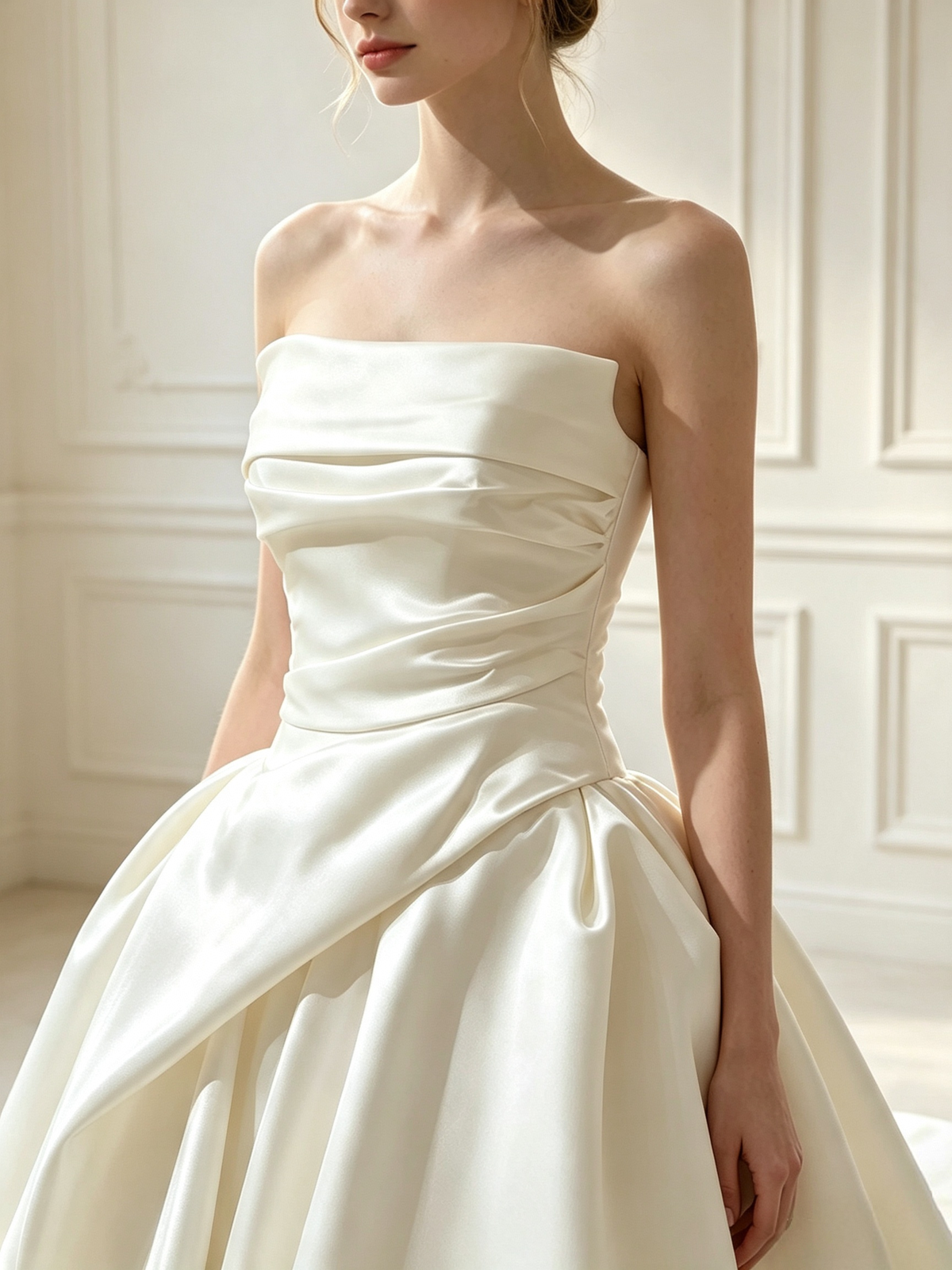 Céleste Draped Satin Strapless Ball Gown Wedding Dress