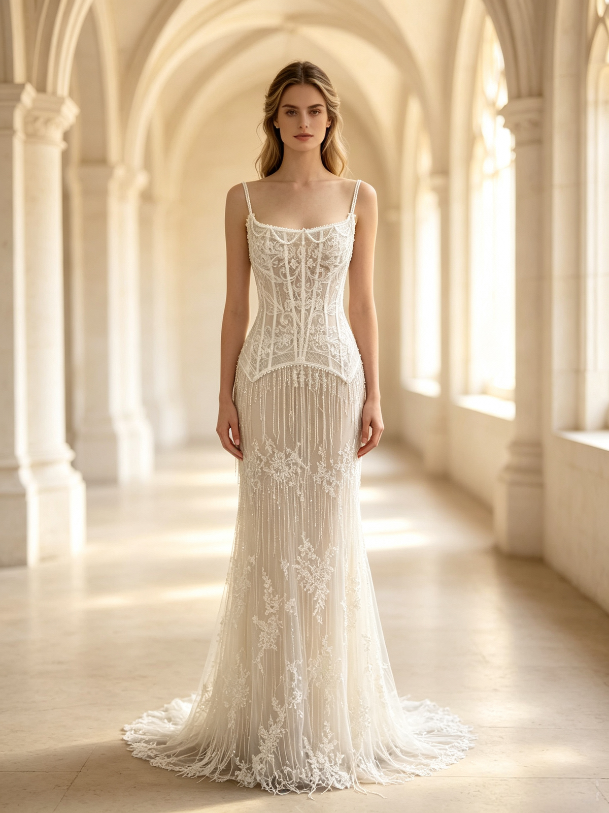 Aurélia — Robe de mariée taille empire à corset perlé